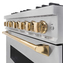 ZLINE Autograph Edition 36 in. 5.2 cu. ft. Classic Gas Range with 6 Burner Cooktop and Convection Gas Oven in Stainless Steel and Polished Gold Accents, Open Box-Good Condition