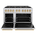 ZLINE Autograph Edition 48 in. 6.7 cu. ft. Classic Double Oven Gas Range with 8 Burner Cooktop in Stainless Steel and Polished Gold Accents, Open Box-Great Condition