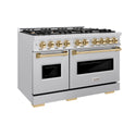 ZLINE Autograph Edition 48 in. 6.7 cu. ft. Classic Double Oven Gas Range with 8 Burner Cooktop in Stainless Steel and Polished Gold Accents, Open Box-Great Condition