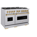 ZLINE Autograph Edition 48 in. 6.7 cu. ft. Classic Double Oven Gas Range with 8 Burner Cooktop in Stainless Steel and Polished Gold Accents, Open Box-Good Condition