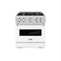 ZLINE 30 in. 4.2 cu. ft. Classic Dual Fuel Range with 4 Burner Gas Cooktop and Electric Convection Oven in Stainless Steel with White Matte Door (CDR-WM-30)