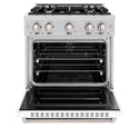 ZLINE 30 in. 4.2 cu. ft. Classic Dual Fuel Range with 4 Burner Gas Cooktop and Electric Convection Oven in Stainless Steel with White Matte Door (CDR-WM-30)