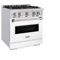 ZLINE 30 in. 4.2 cu. ft. Classic Dual Fuel Range with 4 Burner Gas Cooktop and Electric Convection Oven in Stainless Steel with White Matte Door (CDR-WM-30)