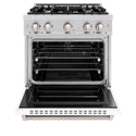 ZLINE 30 in. 4.2 cu. ft. Classic Gas Range with 4 Burner Cooktop and Convection Gas Oven in Stainless Steel with White Matte Door (CGR-WM-30)