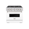 ZLINE 36 in. 5.2 cu. ft. Classic Gas Range with 6 Burner Cooktop and Convection Gas Oven in Stainless Steel with White Matte Door (CGR-WM-36)