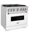 ZLINE 36 in. 5.2 cu. ft. Classic Gas Range with 6 Burner Cooktop and Convection Gas Oven in Stainless Steel with White Matte Door (CGR-WM-36)