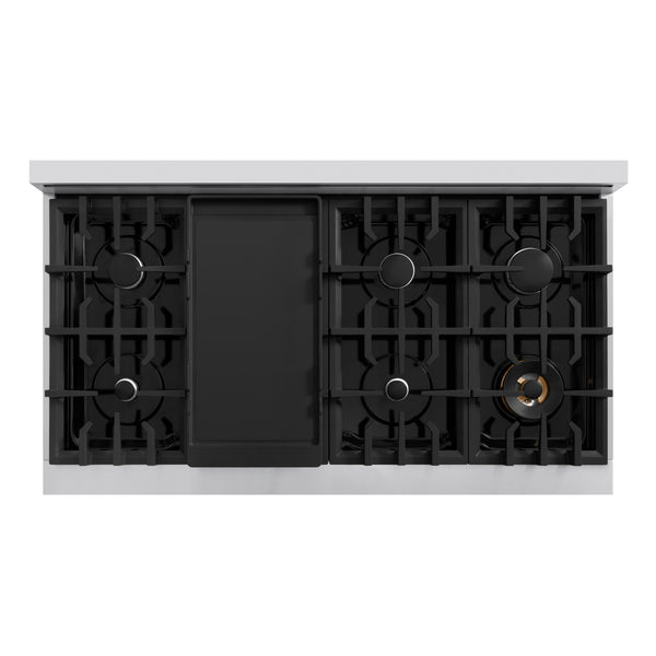 ZLINE 48 in. 6.7 cu. ft. Classic Double Oven Gas Range with 8 Burner Cooktop in Stainless Steel with White Matte Doors (CGR-WM-48)