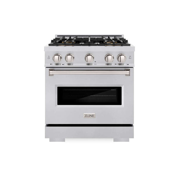 ZLINE 30 in. 4.2 cu. ft. Classic Dual Fuel Range with 4 Burner DuoPro™ Cooktop and Electric Convection Oven in Stainless Steel, Open Box-Good Condition