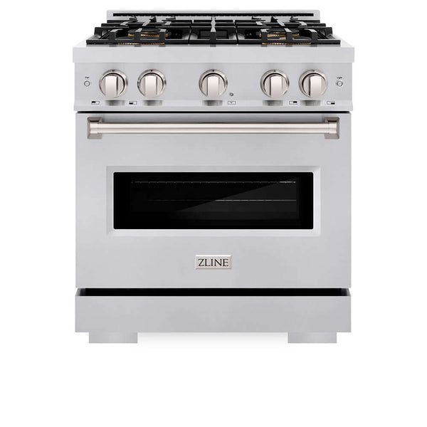 ZLINE 30 in. 4.2 cu. ft. Classic Dual Fuel Range with 4 Burner DuoPro™ Cooktop and Electric Convection Oven in Stainless Steel, Open Box-Good Condition