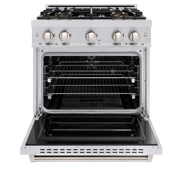 ZLINE 30 in. 4.2 cu. ft. Classic Dual Fuel Range with 4 Burner DuoPro™ Cooktop and Electric Convection Oven in Stainless Steel, Open Box-Good Condition