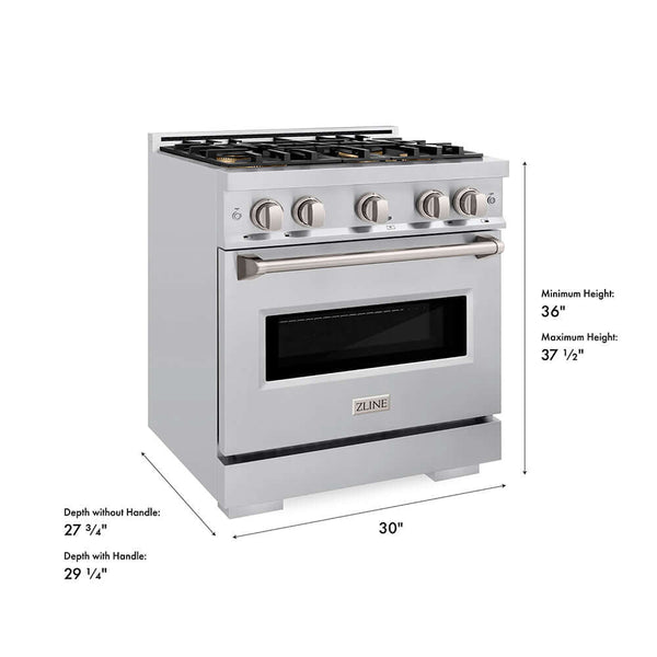 ZLINE 30 in. 4.2 cu. ft. Classic Dual Fuel Range with 4 Burner DuoPro™ Cooktop and Electric Convection Oven in Stainless Steel, Open Box-Good Condition