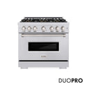 ZLINE 36 in. 5.2 cu. ft. Classic Dual Fuel Range with 6 Burner DuoPro™ Cooktop and Electric Convection Oven in Stainless Steel, Open Box-Good Condition