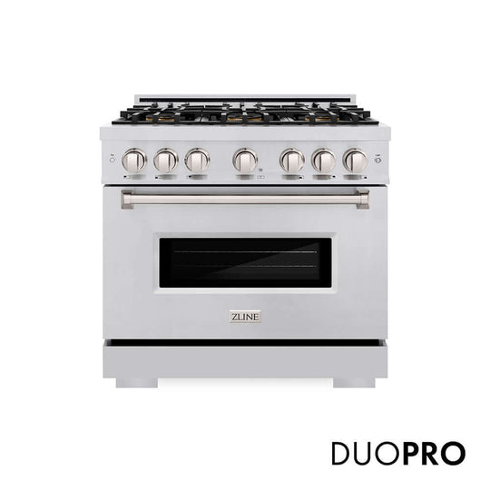 ZLINE 36 in. 5.2 cu. ft. Classic Dual Fuel Range with 6 Burner DuoPro™ Cooktop and Electric Convection Oven in Stainless Steel, Open Box-Good Condition