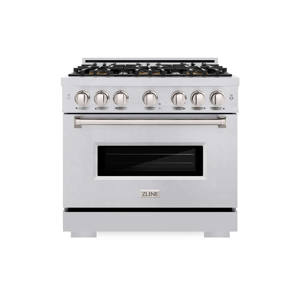 ZLINE 36 in. 5.2 cu. ft. Classic Dual Fuel Range with 6 Burner DuoPro™ Cooktop and Electric Convection Oven in Stainless Steel, Open Box-Good Condition
