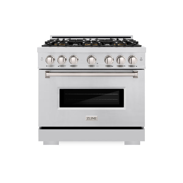 ZLINE 36 in. 5.2 cu. ft. Classic Dual Fuel Range with 6 Burner DuoPro™ Cooktop and Electric Convection Oven in Stainless Steel (PCDR36)