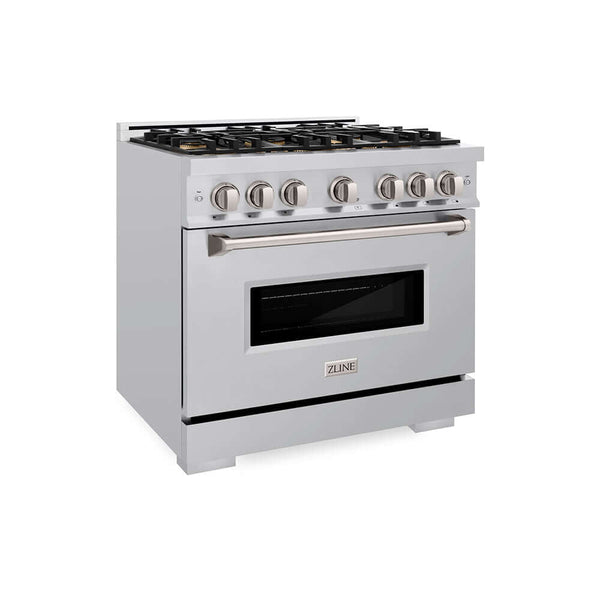 ZLINE 36 in. 5.2 cu. ft. Classic Dual Fuel Range with 6 Burner DuoPro™ Cooktop and Electric Convection Oven in Stainless Steel, Open Box-Good Condition