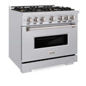 ZLINE 36 in. 5.2 cu. ft. Classic Dual Fuel Range with 6 Burner DuoPro™ Cooktop and Electric Convection Oven in Stainless Steel, Open Box-Good Condition