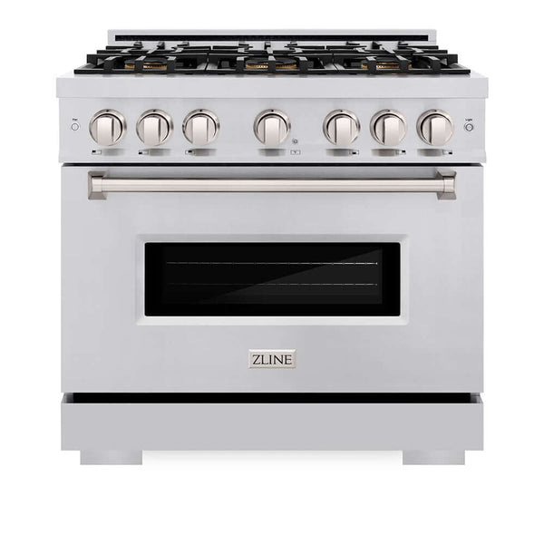 ZLINE 36 in. 5.2 cu. ft. Classic Dual Fuel Range with 6 Burner DuoPro™ Cooktop and Electric Convection Oven in Stainless Steel, Open Box-Good Condition