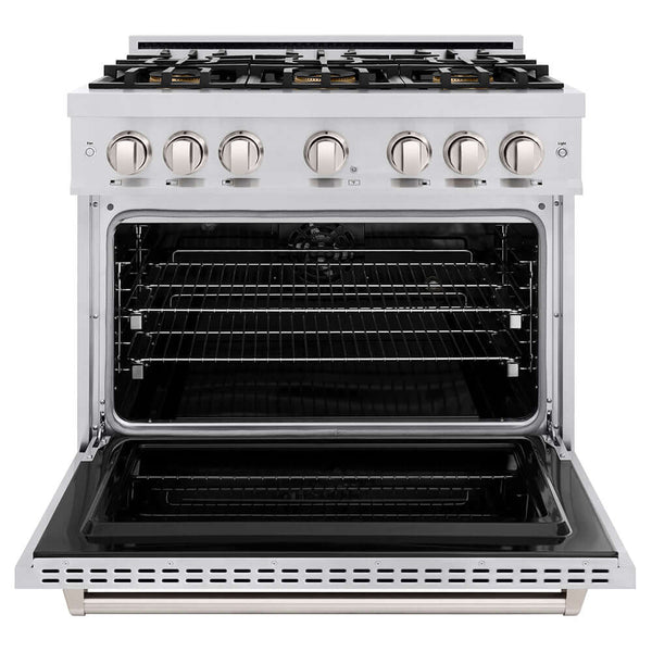 ZLINE 36 in. 5.2 cu. ft. Classic Dual Fuel Range with 6 Burner DuoPro™ Cooktop and Electric Convection Oven in Stainless Steel, Open Box-Good Condition