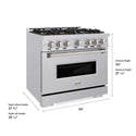 ZLINE 36 in. 5.2 cu. ft. Classic Dual Fuel Range with 6 Burner DuoPro™ Cooktop and Electric Convection Oven in Stainless Steel, Open Box-Good Condition