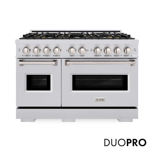 ZLINE 48 in. 6.7 cu. ft. Classic Dual Fuel Range with 8 Burner DuoPro™ Cooktop and Dual Ovens in Stainless Steel, Open Box-Good Condition