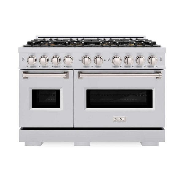 ZLINE 48 in. 6.7 cu. ft. Classic Dual Fuel Range with 8 Burner DuoPro™ Cooktop and Dual Ovens in Stainless Steel, Open Box-Good Condition