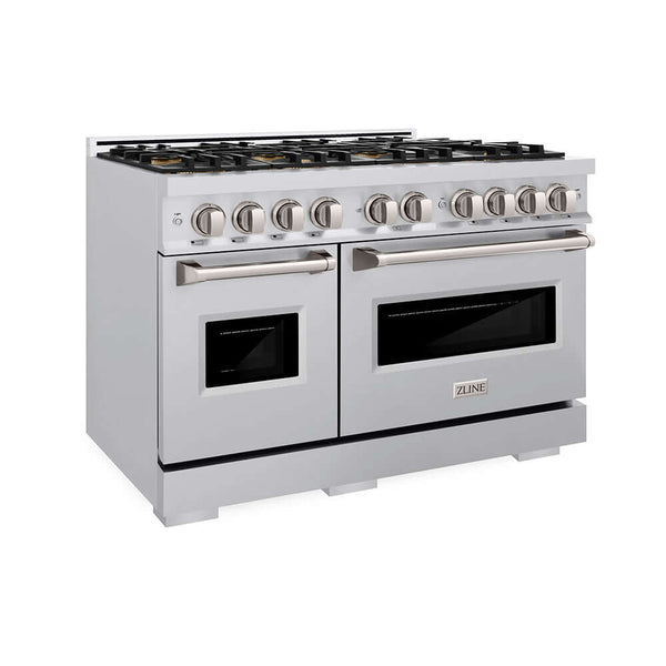 ZLINE 48 in. 6.7 cu. ft. Classic Dual Fuel Range with 8 Burner DuoPro™ Cooktop and Dual Ovens in Stainless Steel, Open Box-Good Condition