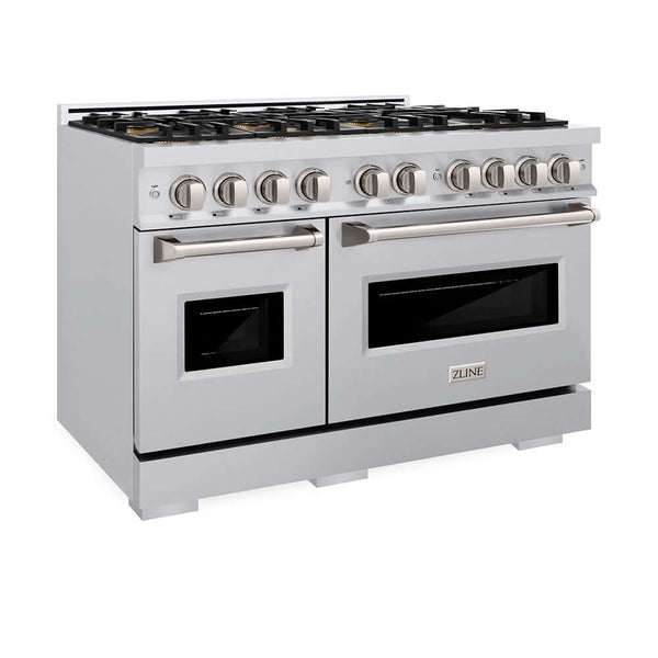 ZLINE 48 in. 6.7 cu. ft. Classic Dual Fuel Range with 8 Burner DuoPro™ Cooktop and Dual Ovens in Stainless Steel, Open Box-Good Condition