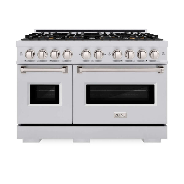 ZLINE 48 in. 6.7 cu. ft. Classic Dual Fuel Range with 8 Burner DuoPro™ Cooktop and Dual Ovens in Stainless Steel, Open Box-Good Condition
