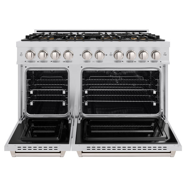 ZLINE 48 in. 6.7 cu. ft. Classic Dual Fuel Range with 8 Burner DuoPro™ Cooktop and Dual Ovens in Stainless Steel (PCDR48)