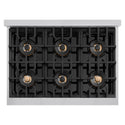 ZLINE Autograph Edition 36 in. 5.2 cu. ft. Classic Dual Fuel Range with 6 Burner DuoPro™ Cooktop and Electric Convection Oven in Stainless Steel and Champagne Bronze Accents (PCDRZ-36-CB)