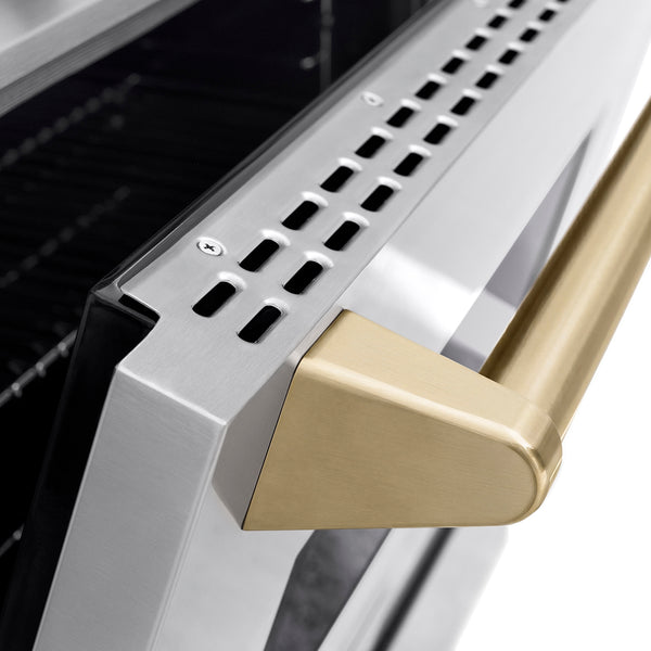 ZLINE Autograph Edition 36 in. 5.2 cu. ft. Classic Dual Fuel Range with 6 Burner DuoPro™ Cooktop and Electric Convection Oven in Stainless Steel and Champagne Bronze Accents (PCDRZ-36-CB)