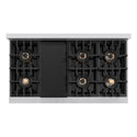 ZLINE Autograph Edition 48 in. 6.7 cu. ft. Classic Dual Fuel Range with 8 Burner DuoPro™ Cooktop and Dual Ovens with White Matte Doors and Champagne Bronze Accents (PCDRZ-WM-48-CB)
