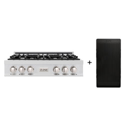 ZLINE 36 in. Classic Gas Rangetop with 6 Burners and Porcelain Cooktop in Stainless Steel with Griddle (RT-GR-36)