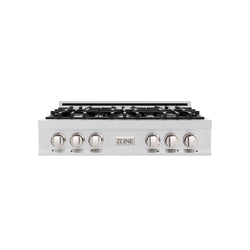 ZLINE 36 in. Classic Gas Rangetop with 6 Burners and Porcelain Cooktop in Stainless Steel, Open Box-Great Condition