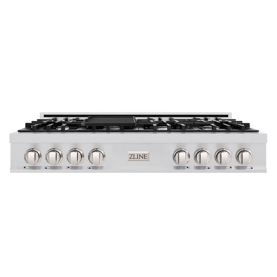 ZLINE 48 in. Classic Gas Rangetop with 8 Burners and Porcelain Cooktop in Stainless Steel, Open Box-Good Condition