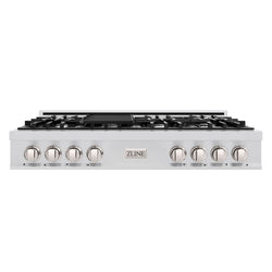 ZLINE 48 in. Classic Gas Rangetop with 8 Burners and Porcelain Cooktop in Stainless Steel, Open Box-Great Condition