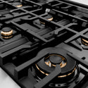 ZLINE Autograph Edition 48 in. Classic Gas Rangetop with 8 Burners and Porcelain Cooktop in Stainless Steel with Matte Black Accents (RTZ-48-MB)
