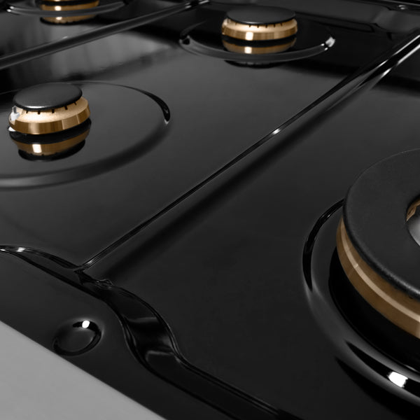 ZLINE Autograph Edition 48 in. Classic Gas Rangetop with 8 Burners and Porcelain Cooktop in Stainless Steel with Matte Black Accents (RTZ-48-MB)
