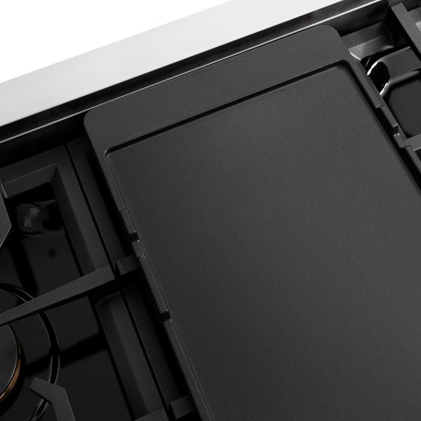 ZLINE Autograph Edition 48 in. Classic Gas Rangetop with 8 Burners and Porcelain Cooktop in Stainless Steel with Matte Black Accents (RTZ-48-MB)