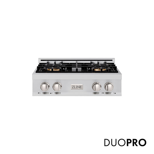 ZLINE 30 in. Classic Gas Rangetop with 4 Burner DuoPro™ Cooktop in Stainless Steel (PCRT30)