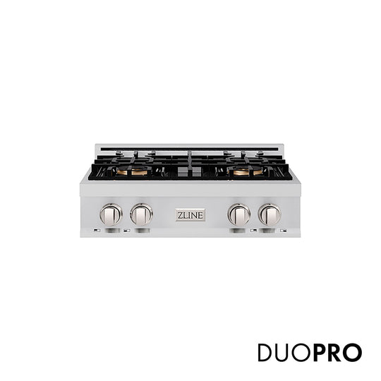ZLINE 30 in. Classic Gas Rangetop with 4 Burner DuoPro™ Cooktop in Stainless Steel, Open Box-Great Condition