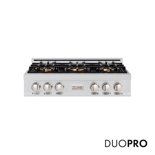 ZLINE 36 in. Classic Gas Rangetop with 6 Burner DuoPro™ Cooktop in Stainless Steel, Open Box-Good Condition