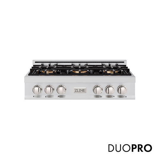 ZLINE 36 in. Classic Gas Rangetop with 6 Burner DuoPro™ Cooktop in Stainless Steel, Open Box-Great Condition