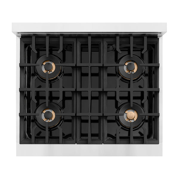 ZLINE Autograph Edition 30 in. Classic Gas Rangetop with 4 Burner DuoPro™ Cooktop in Stainless Steel and Polished Gold Accents (PCRTZ-30-G)