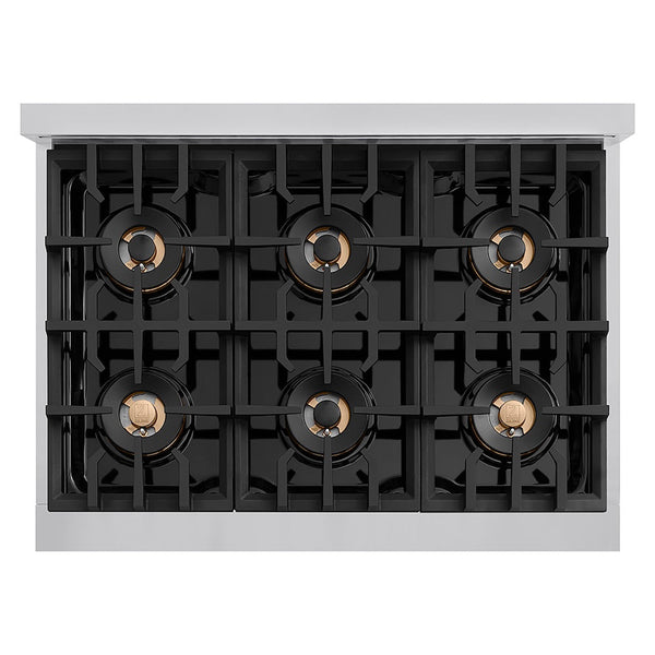 ZLINE Autograph Edition 36 in. Classic Gas Rangetop with 6 Burner DuoPro™ Cooktop in Stainless Steel and Champagne Bronze Accents, Open Box-Good Condition
