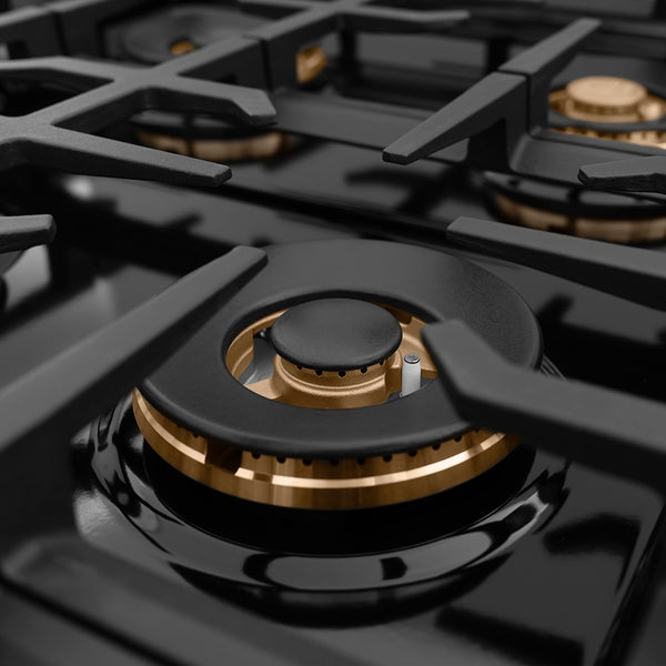 ZLINE Autograph Edition 36 in. Classic Gas Rangetop with 6 Burner DuoPro™ Cooktop in Stainless Steel and Matte Black Accents (PCRTZ-36-MB)