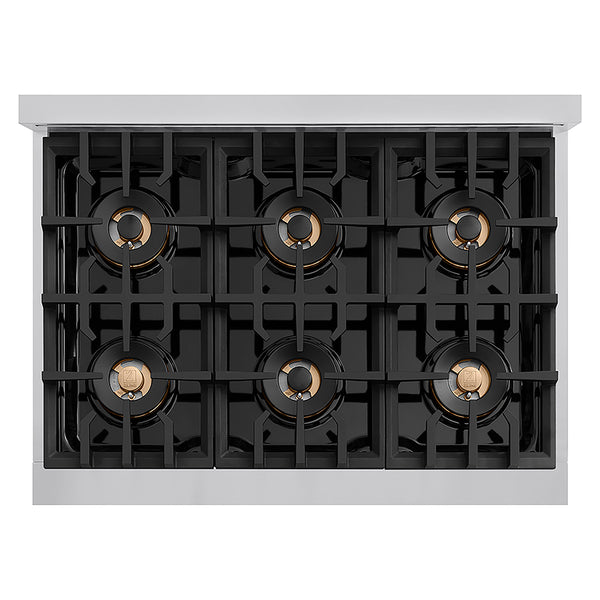 ZLINE Autograph Edition 36 in. Classic Gas Rangetop with 6 Burner DuoPro™ Cooktop in Stainless Steel and Matte Black Accents, Open Box-Great Condition
