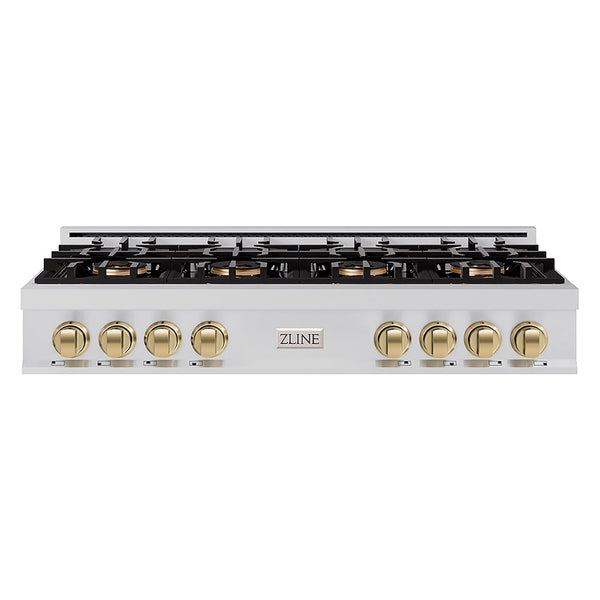 ZLINE Autograph Edition 48 in. Classic Gas Rangetop with 8 Burner DuoPro™ Cooktop in Stainless Steel and Champagne Bronze Accents, Open Box-Good Condition