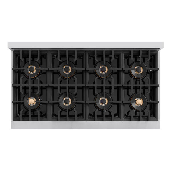 ZLINE Autograph Edition 48 in. Classic Gas Rangetop with 8 Burner DuoPro™ Cooktop in Stainless Steel and Champagne Bronze Accents (PCRTZ-48-CB)